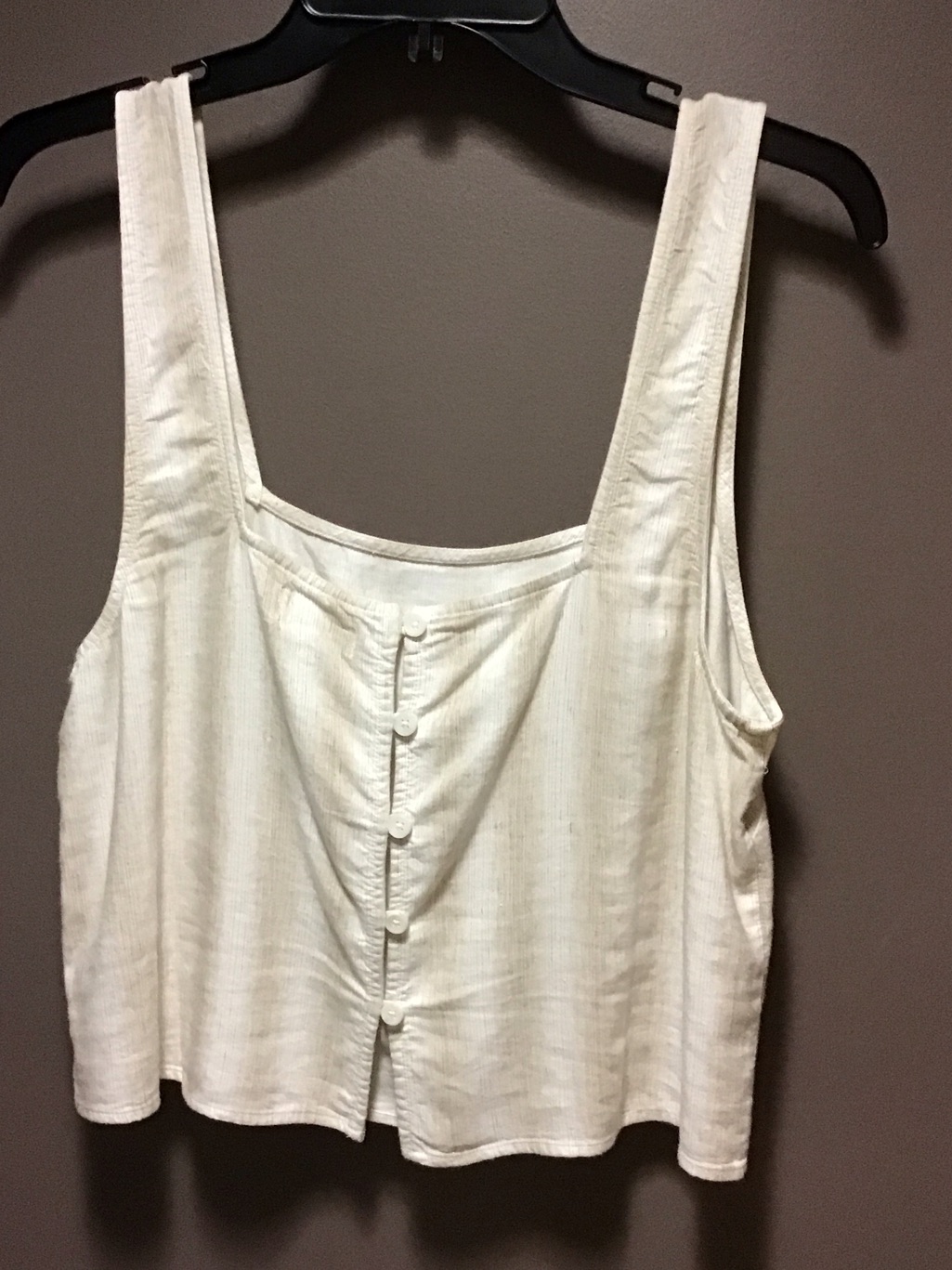 Bella Dahl Cream Button-Front Cropped Tank